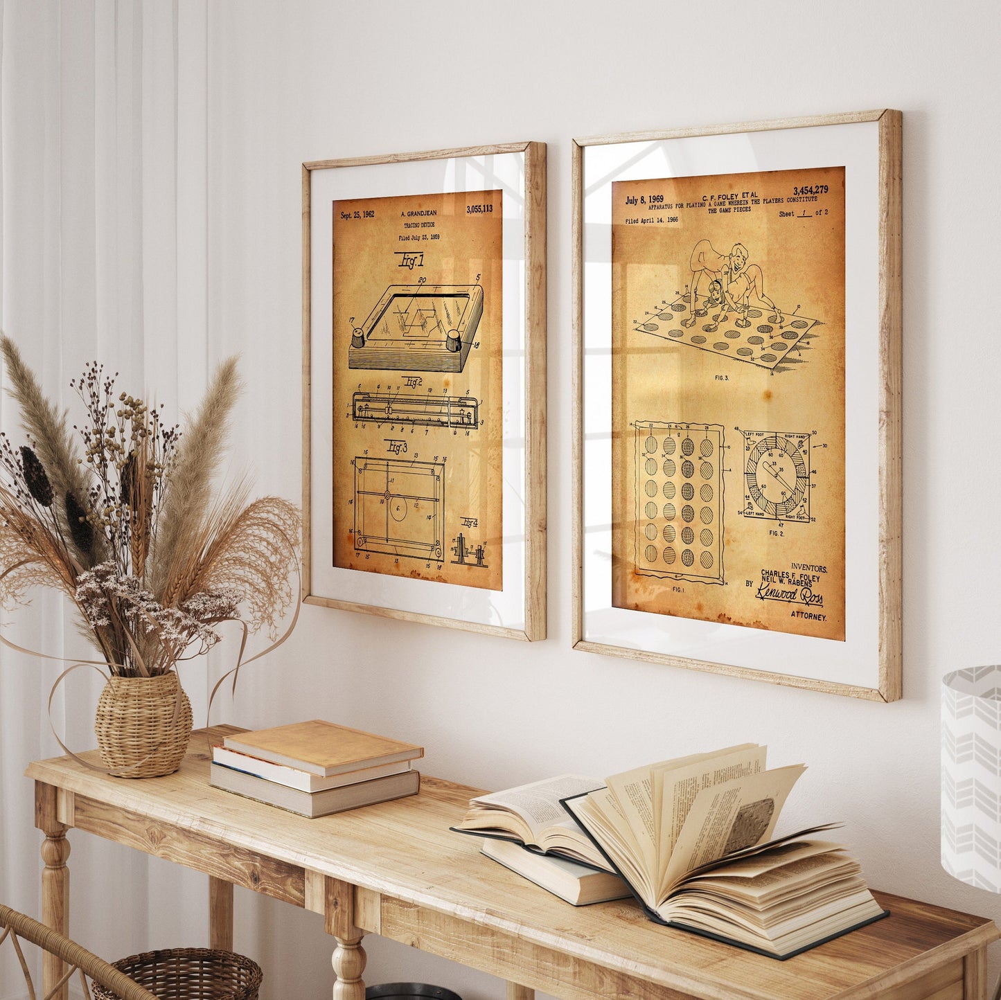 Retro Board Game Set Of 2 Patent Prints, Games Room Wall Art, Retro Posters, Bedroom Decor, Board Game Art - Magic Posters