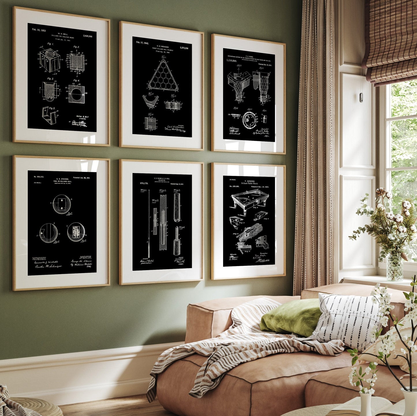 Pool Billiard Set Of 6 Patent Prints, Games Room Wall Art, 8 Ball Decor Pool, Player Poster Gifts - Magic Posters