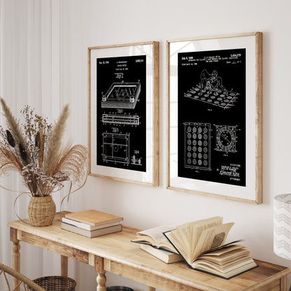 Retro Board Game Set Of 2 Patent Prints, Games Room Wall Art, Retro Posters, Bedroom Decor, Board Game Art - Magic Posters