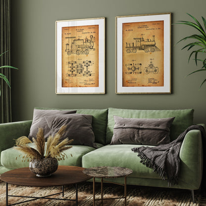 Train Set Of 2 Patent Prints - Magic Posters