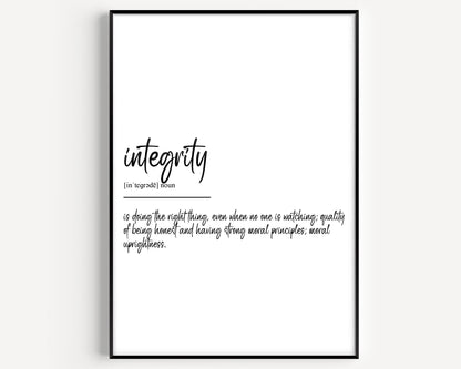 Integrity Definition Print - Version 3 - Magic Posters