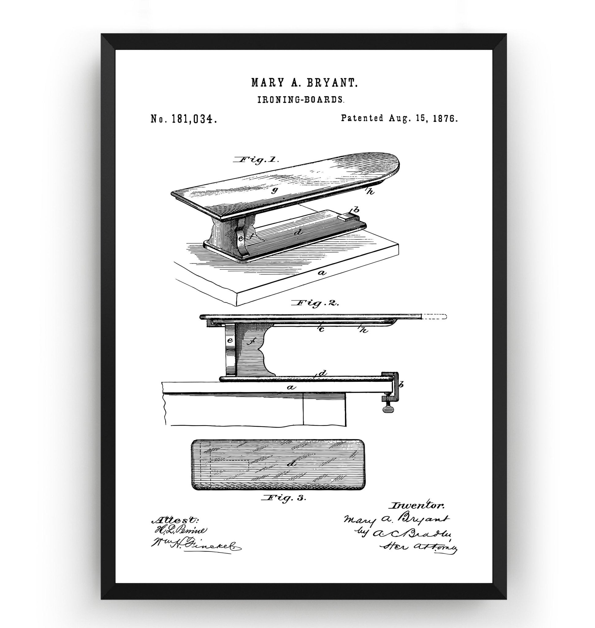 Ironing Board 1876 Patent Print - Magic Posters