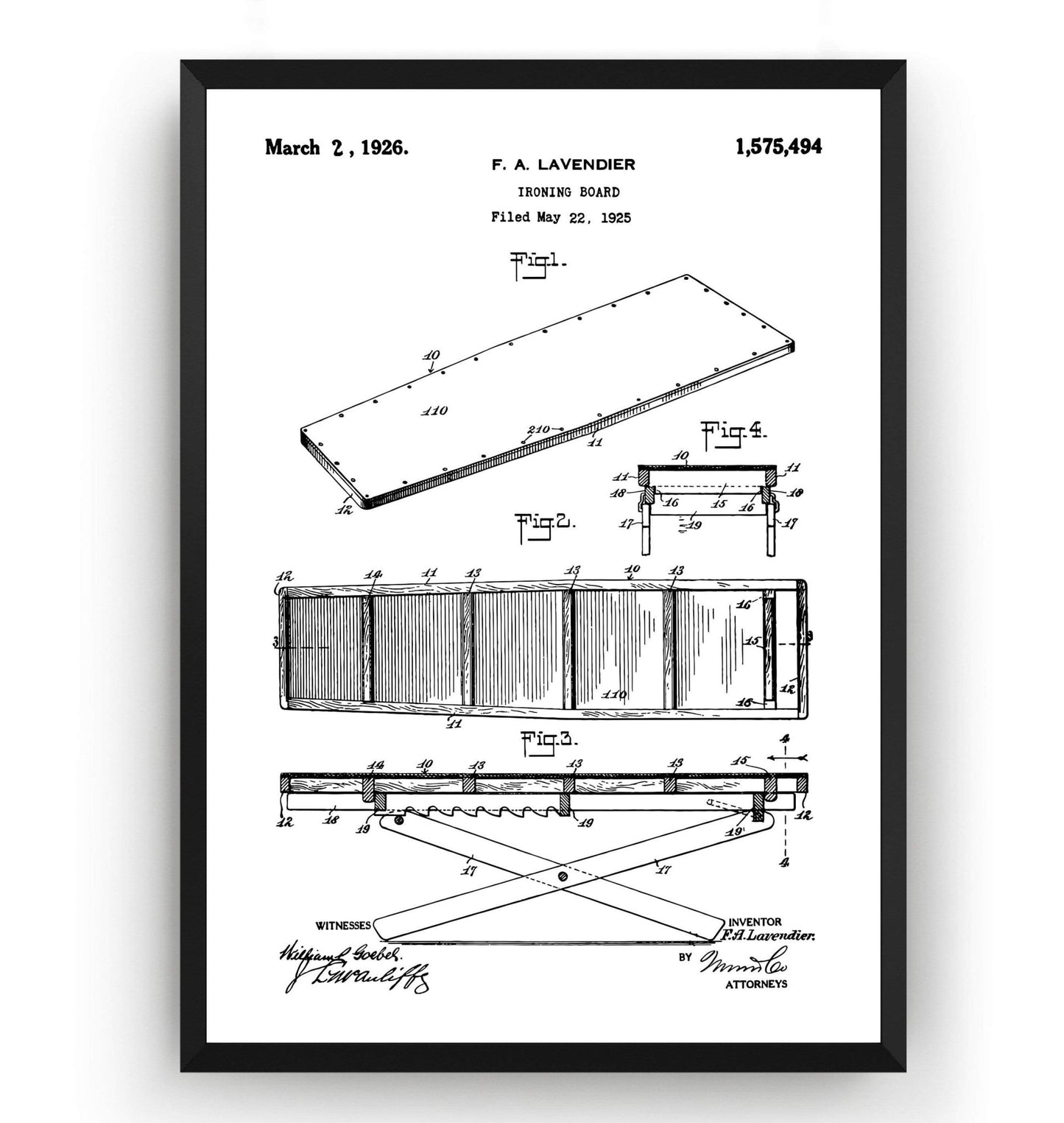 Ironing Board 1925 Patent Print - Magic Posters