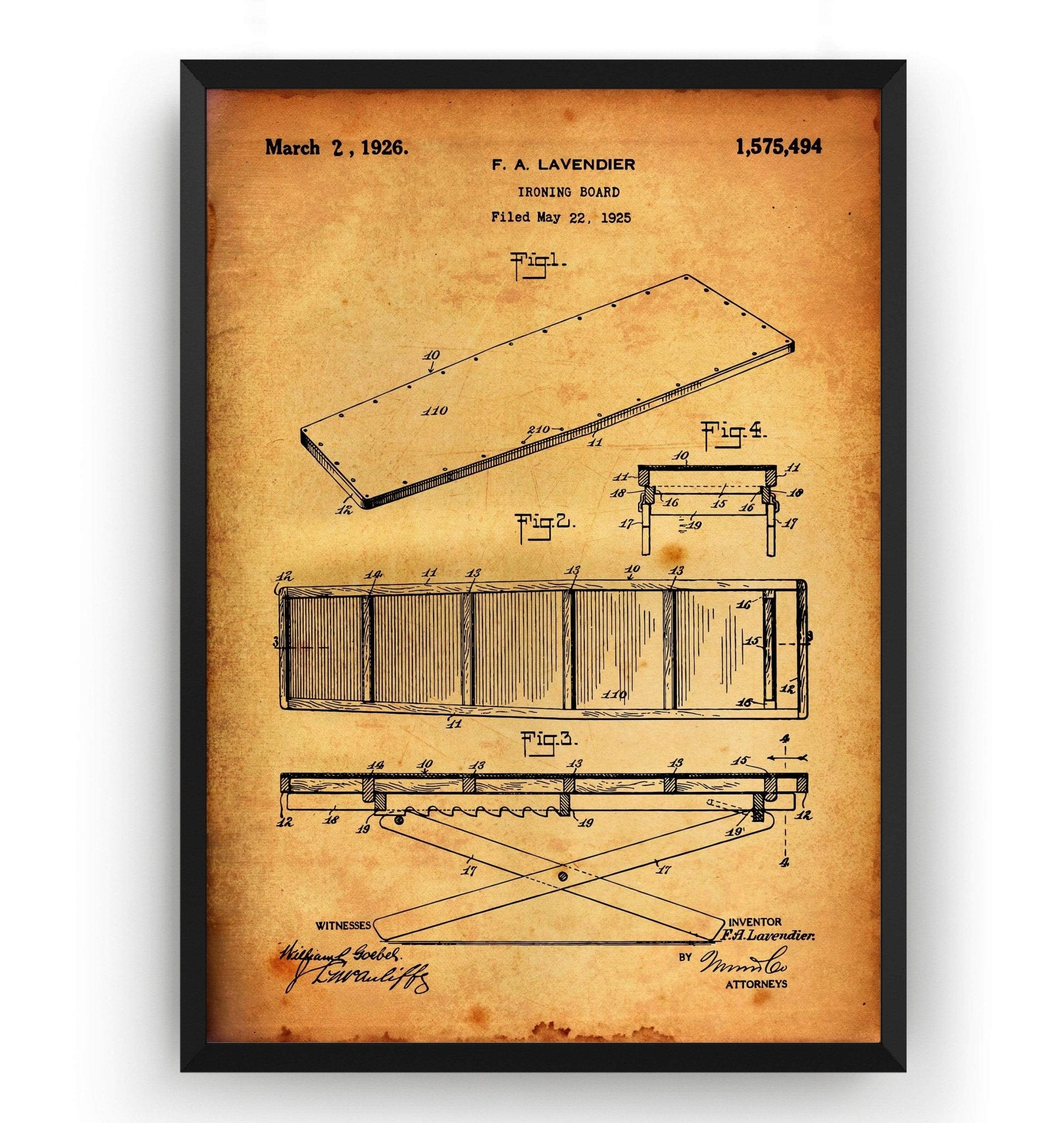 Ironing Board 1925 Patent Print - Magic Posters