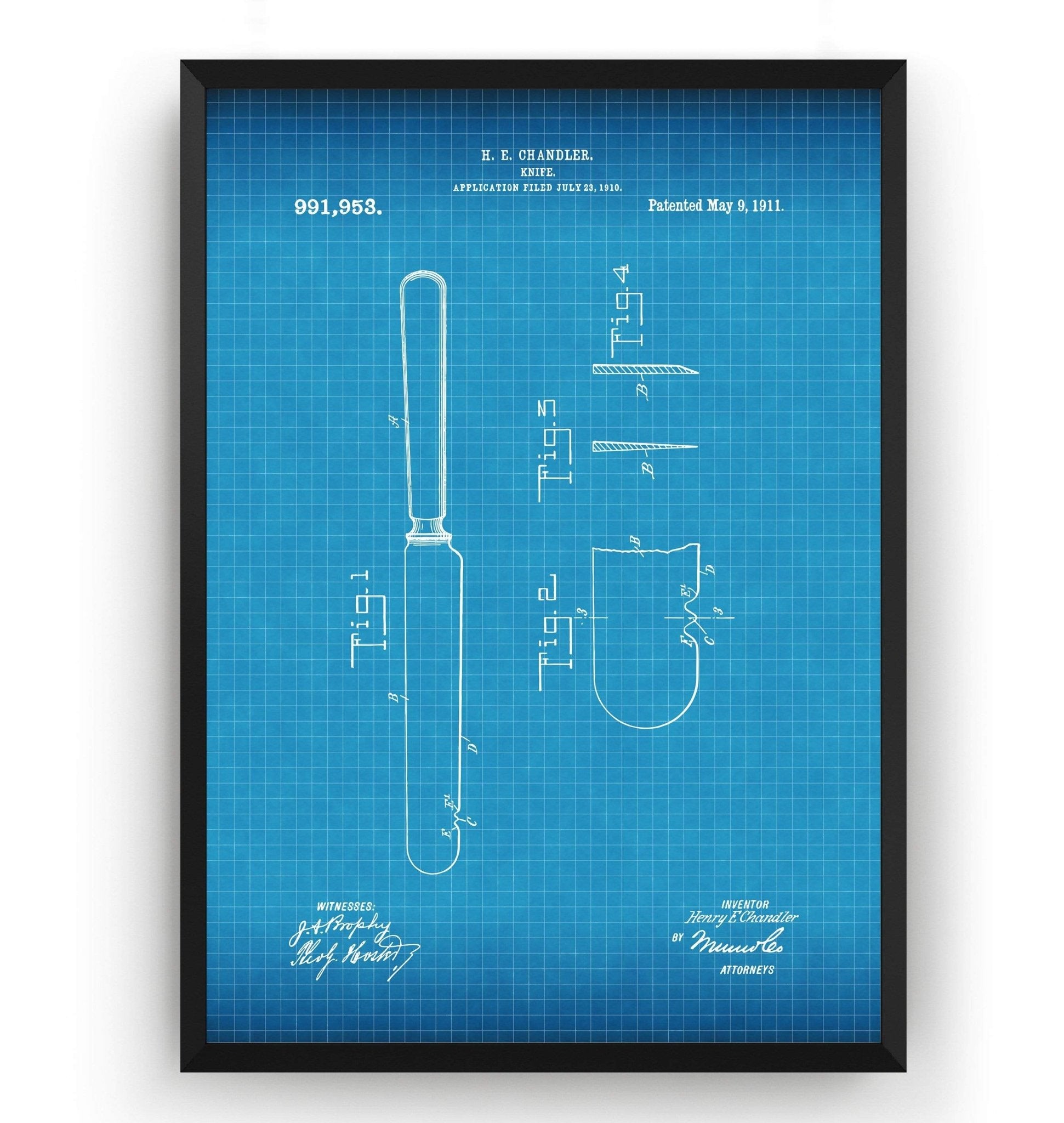 Knife 1911 Patent Print - Magic Posters