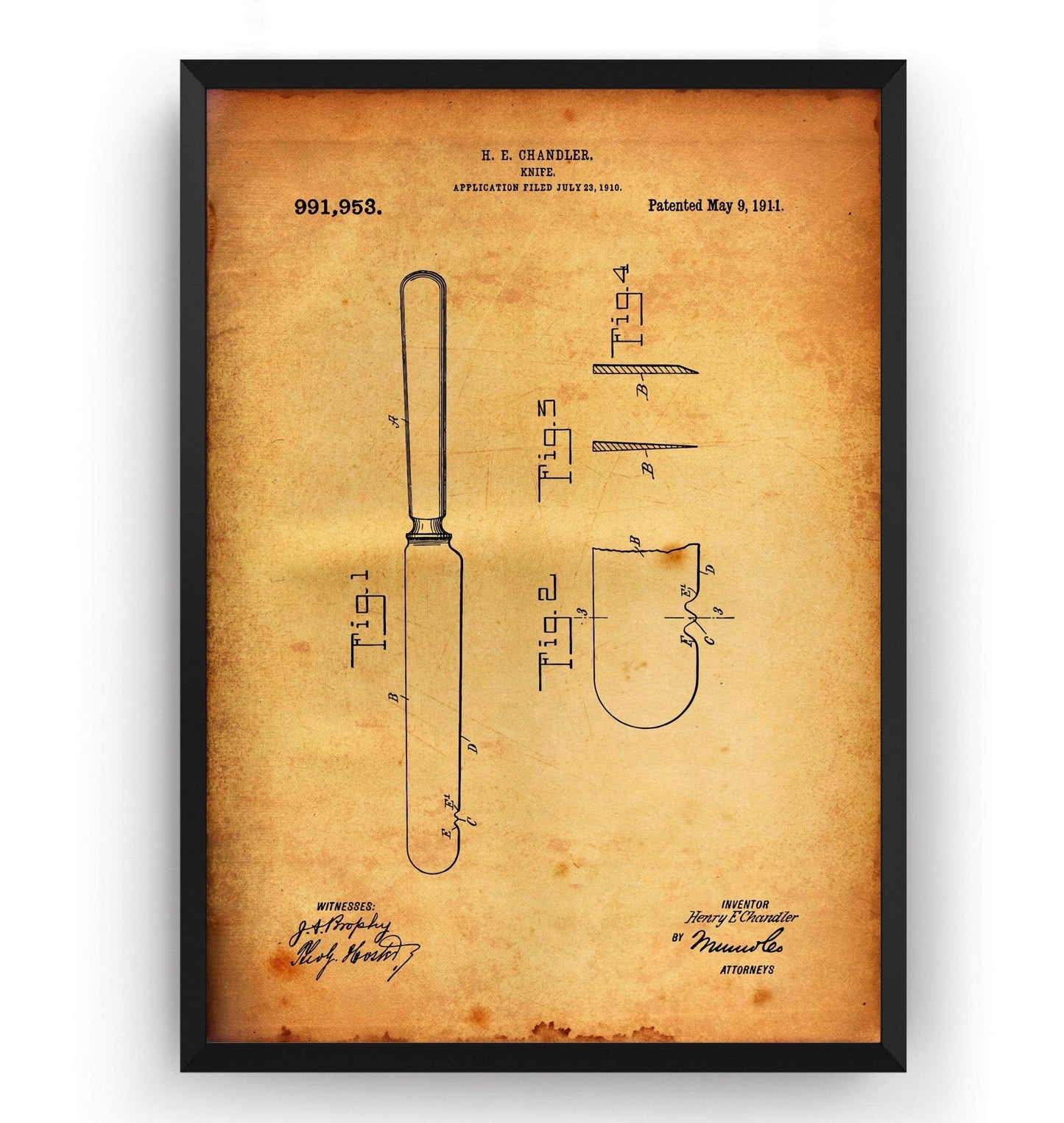 Knife 1911 Patent Print - Magic Posters