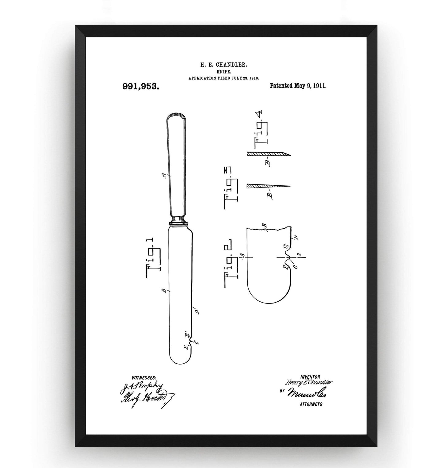 Knife 1911 Patent Print - Magic Posters