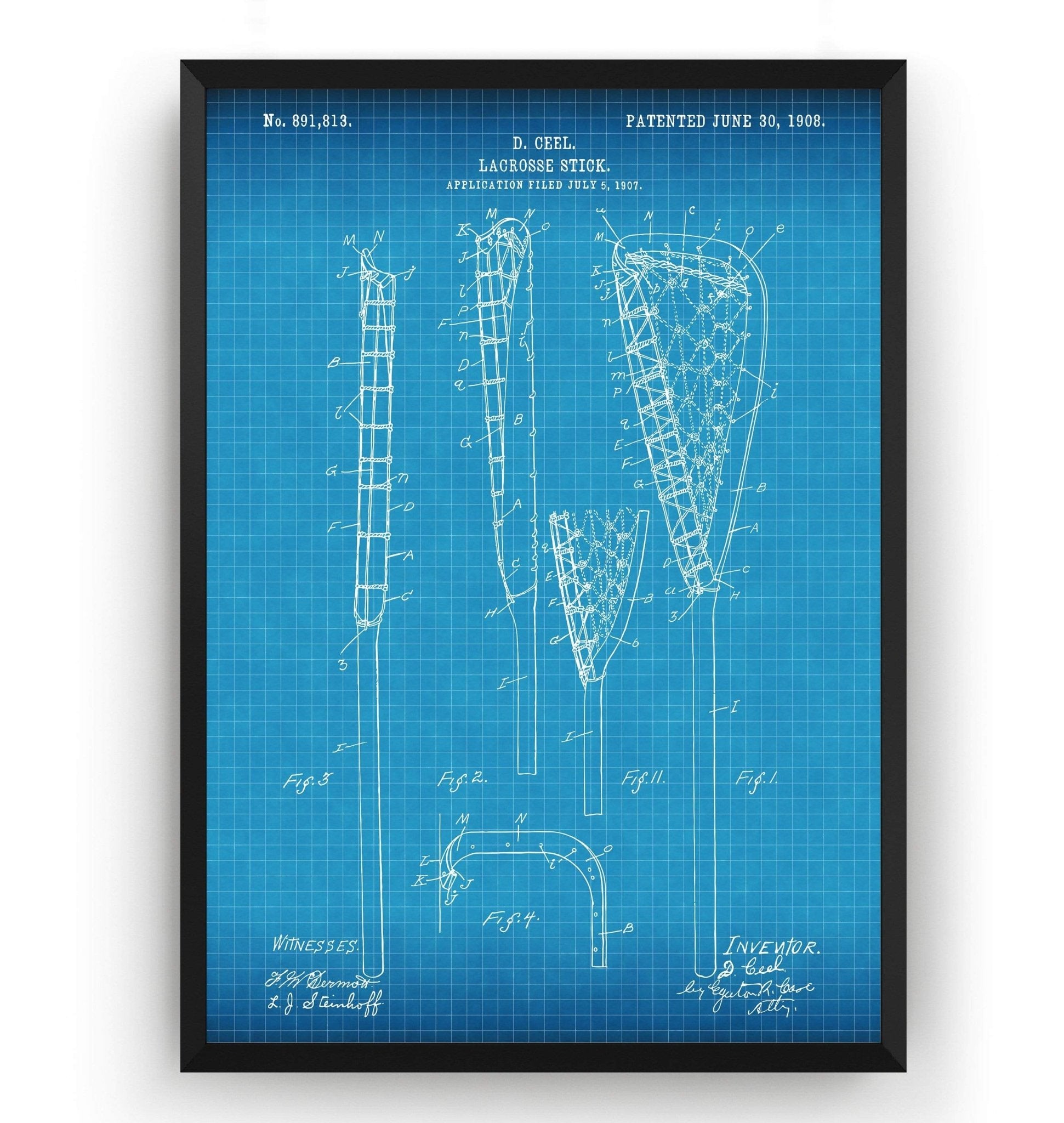 Lacrosse Stick 1908 Patent Print - Magic Posters