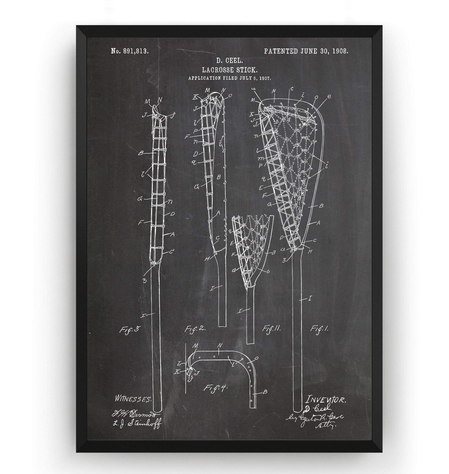 Lacrosse Stick 1908 Patent Print - Magic Posters