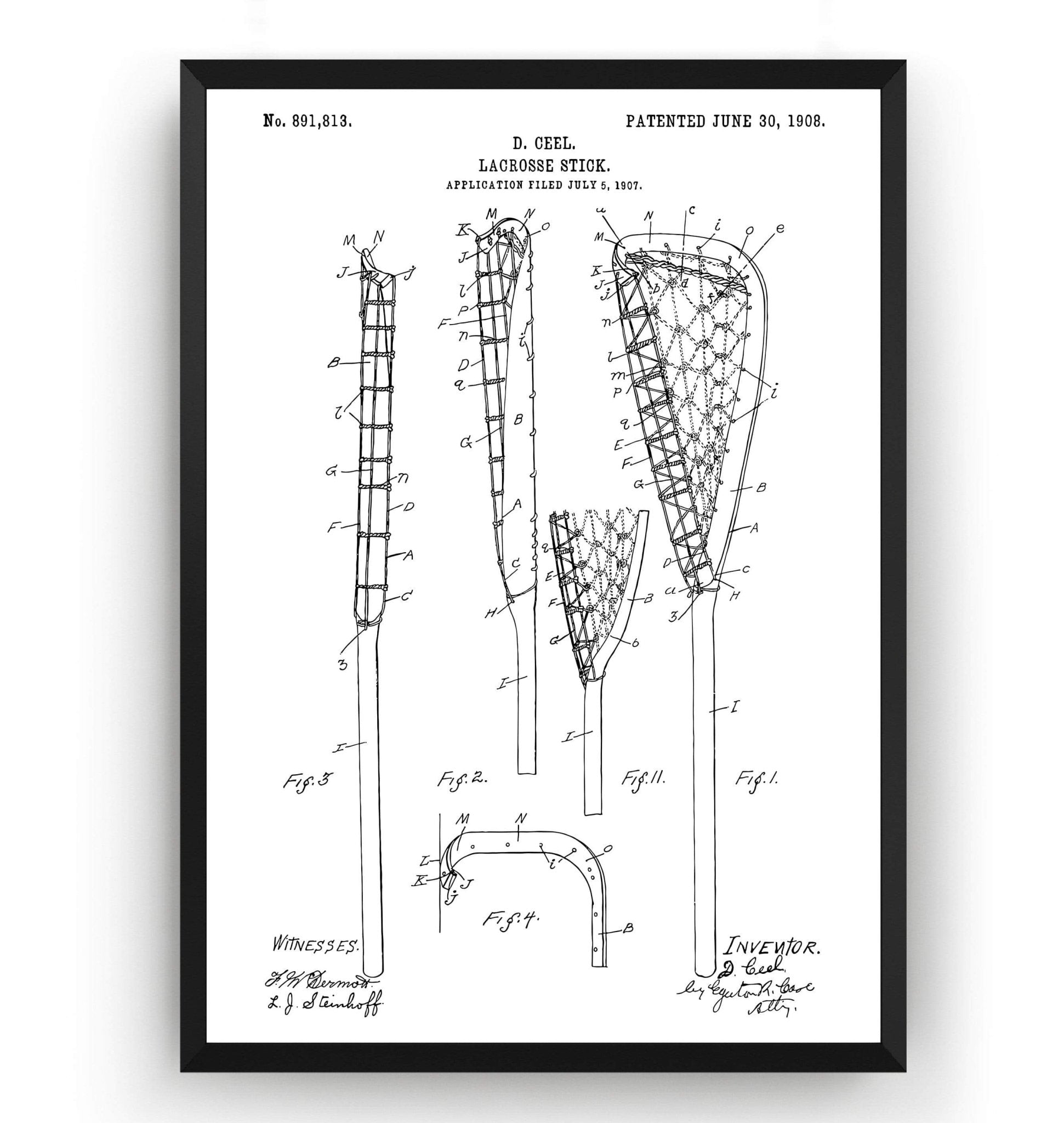 Lacrosse Stick 1908 Patent Print - Magic Posters