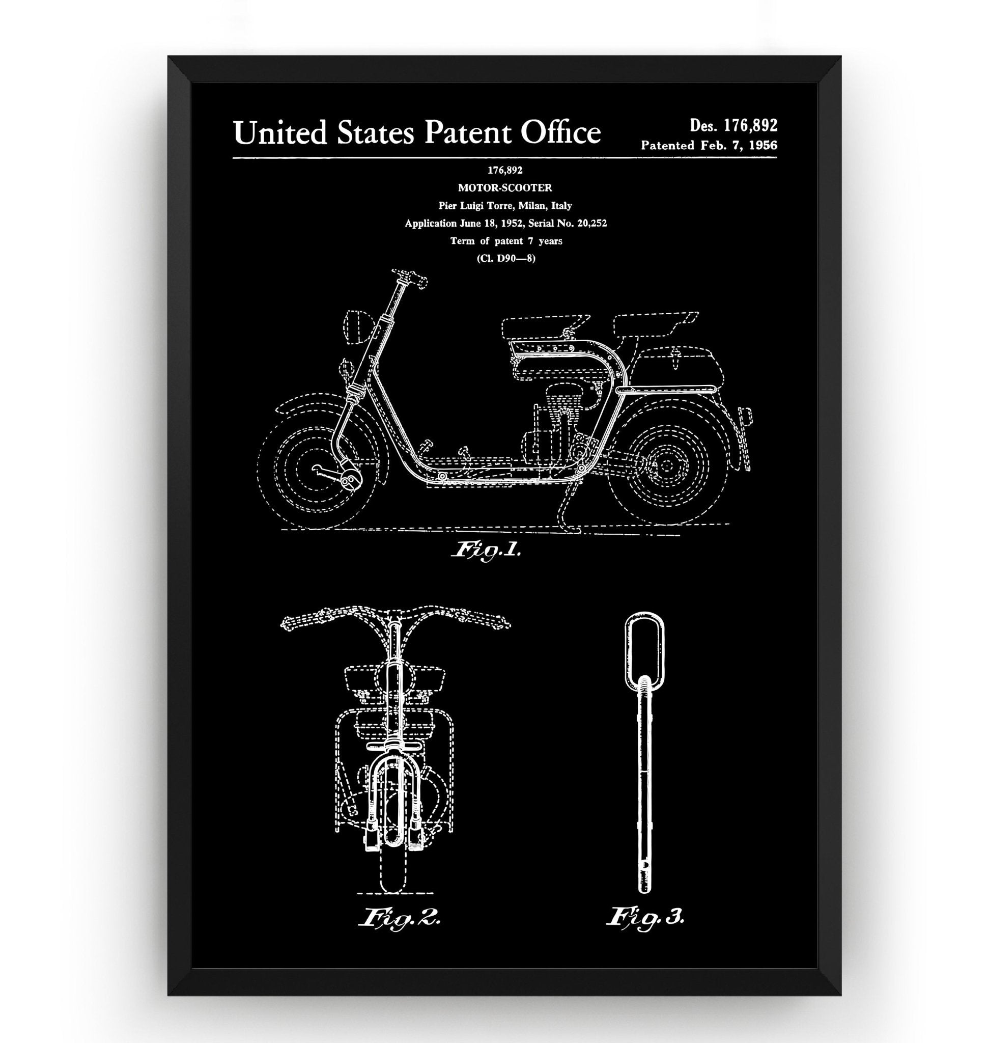 Lambretta Scooter 1956 Patent Print - Magic Posters