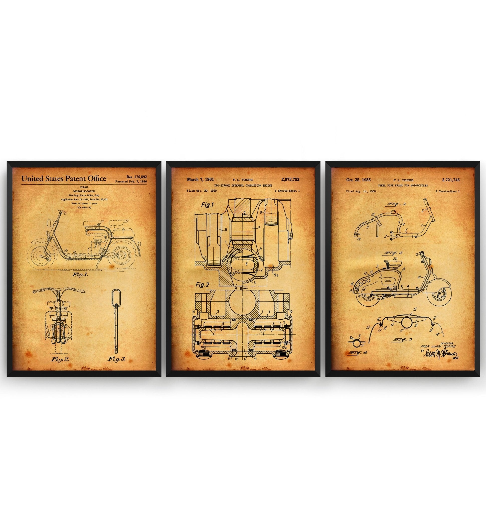 Lambretta Scooter Set Of 3 Patent Prints - Magic Posters