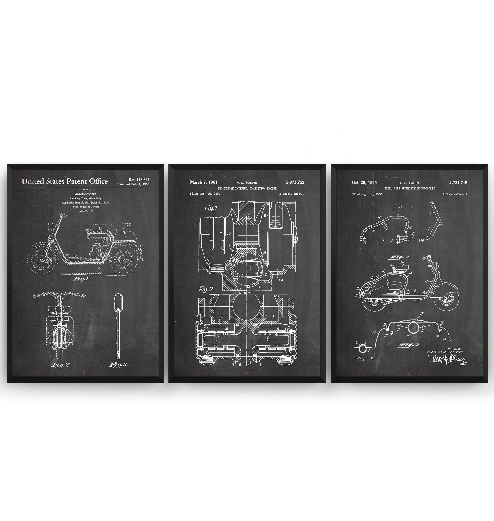 Lambretta Scooter Set Of 3 Patent Prints - Magic Posters