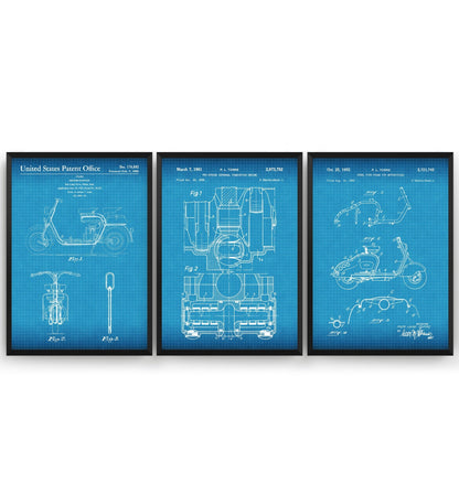 Lambretta Scooter Set Of 3 Patent Prints - Magic Posters