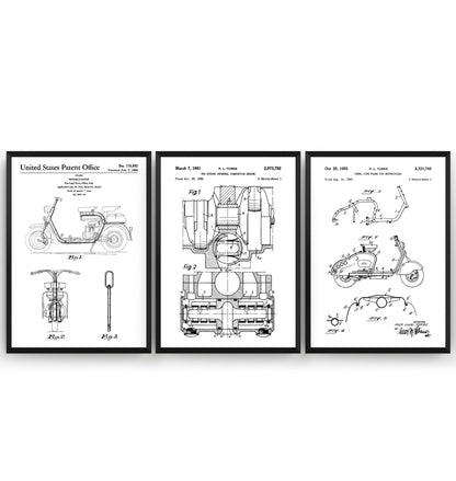 Lambretta Scooter Set Of 3 Patent Prints - Magic Posters