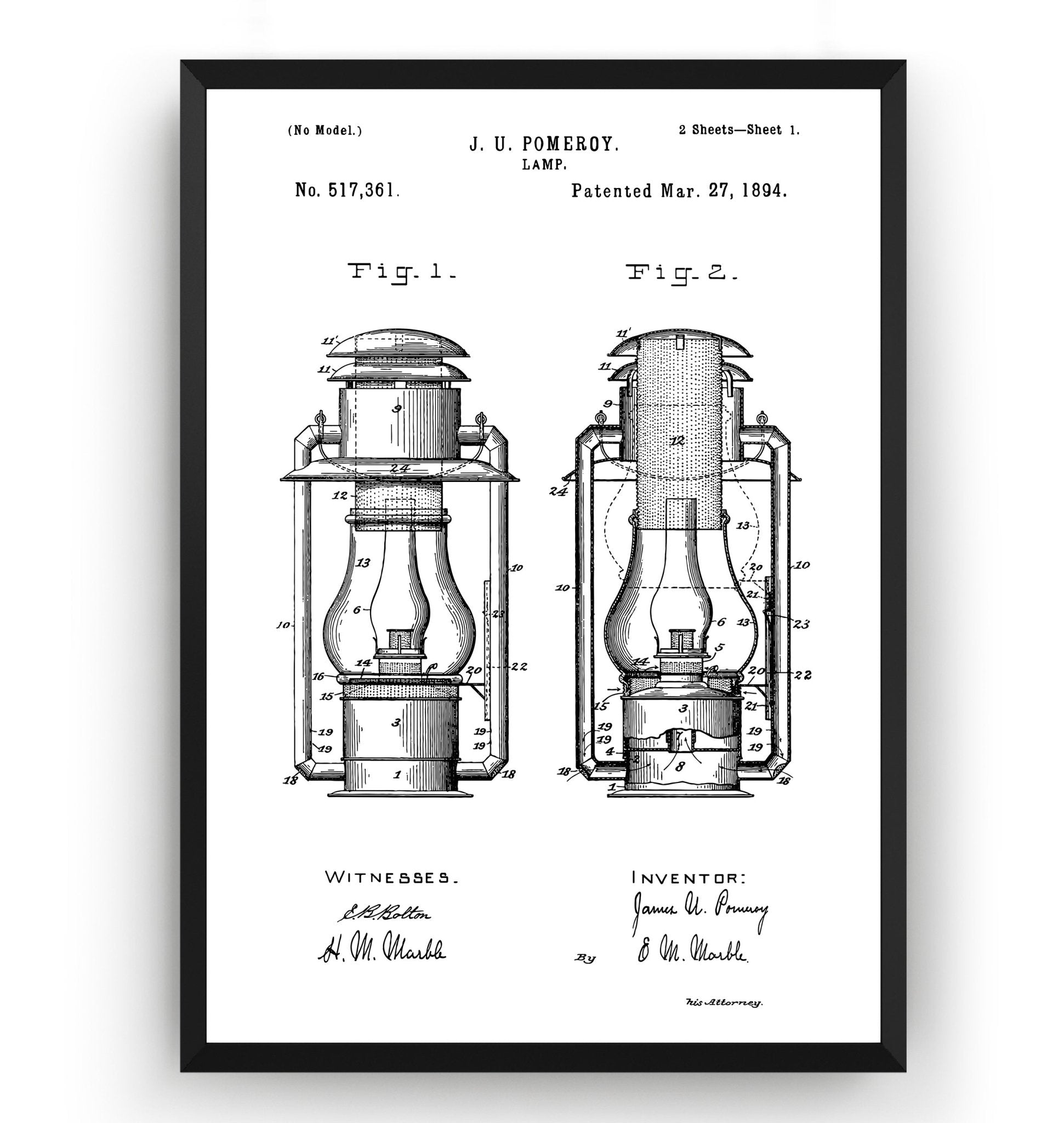 Lamp 1894 Patent Print - Magic Posters