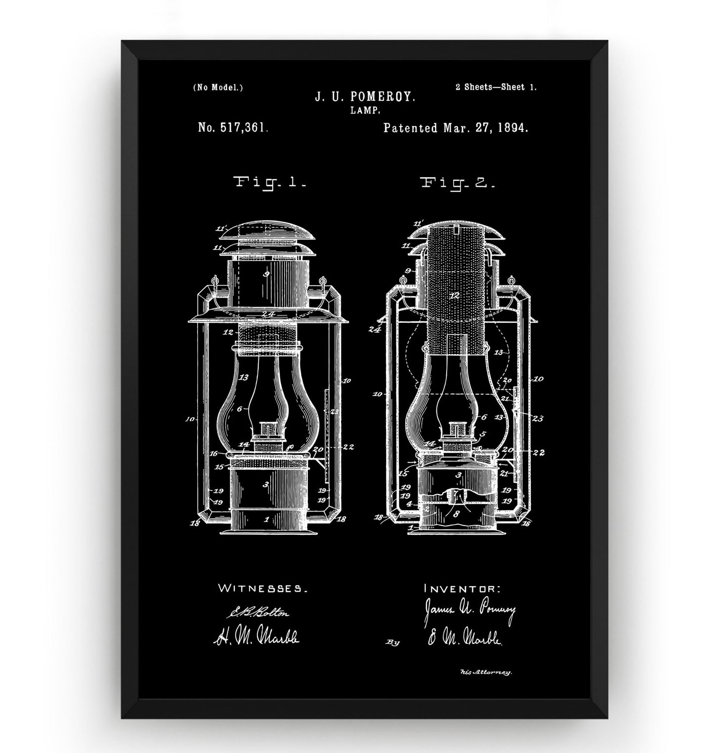 Lamp 1894 Patent Print - Magic Posters