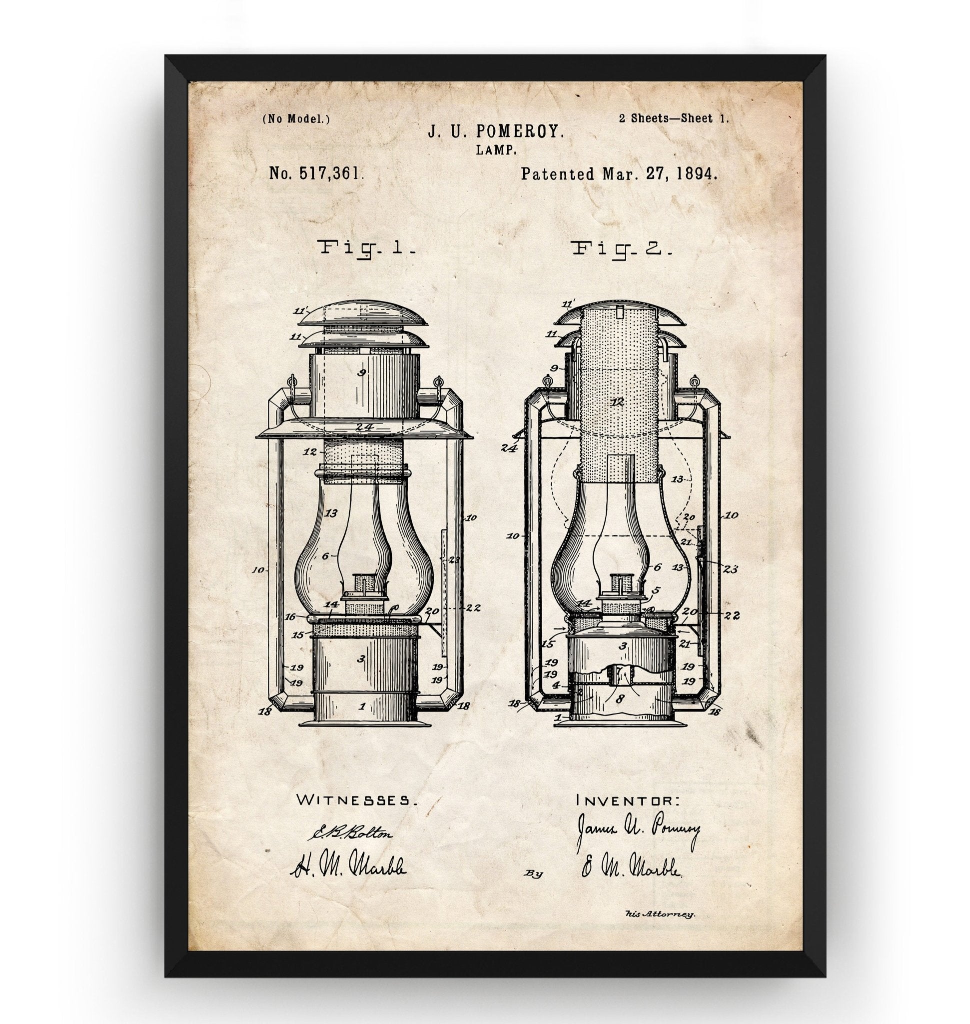 Lamp 1894 Patent Print - Magic Posters