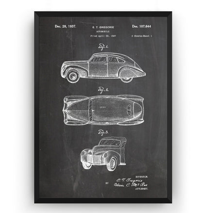 Lincoln Zephyr 1937 Patent Print - Magic Posters