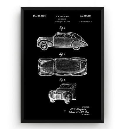 Lincoln Zephyr 1937 Patent Print - Magic Posters