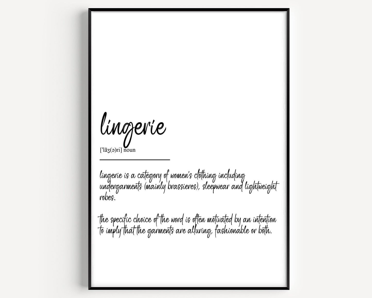 Lingerie Definition Print - Magic Posters