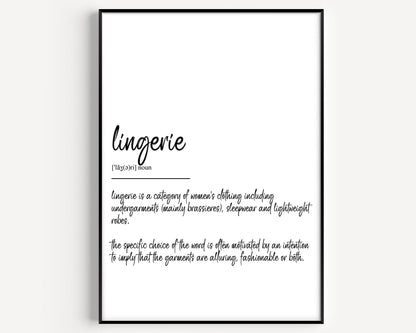 Lingerie Definition Print - Magic Posters