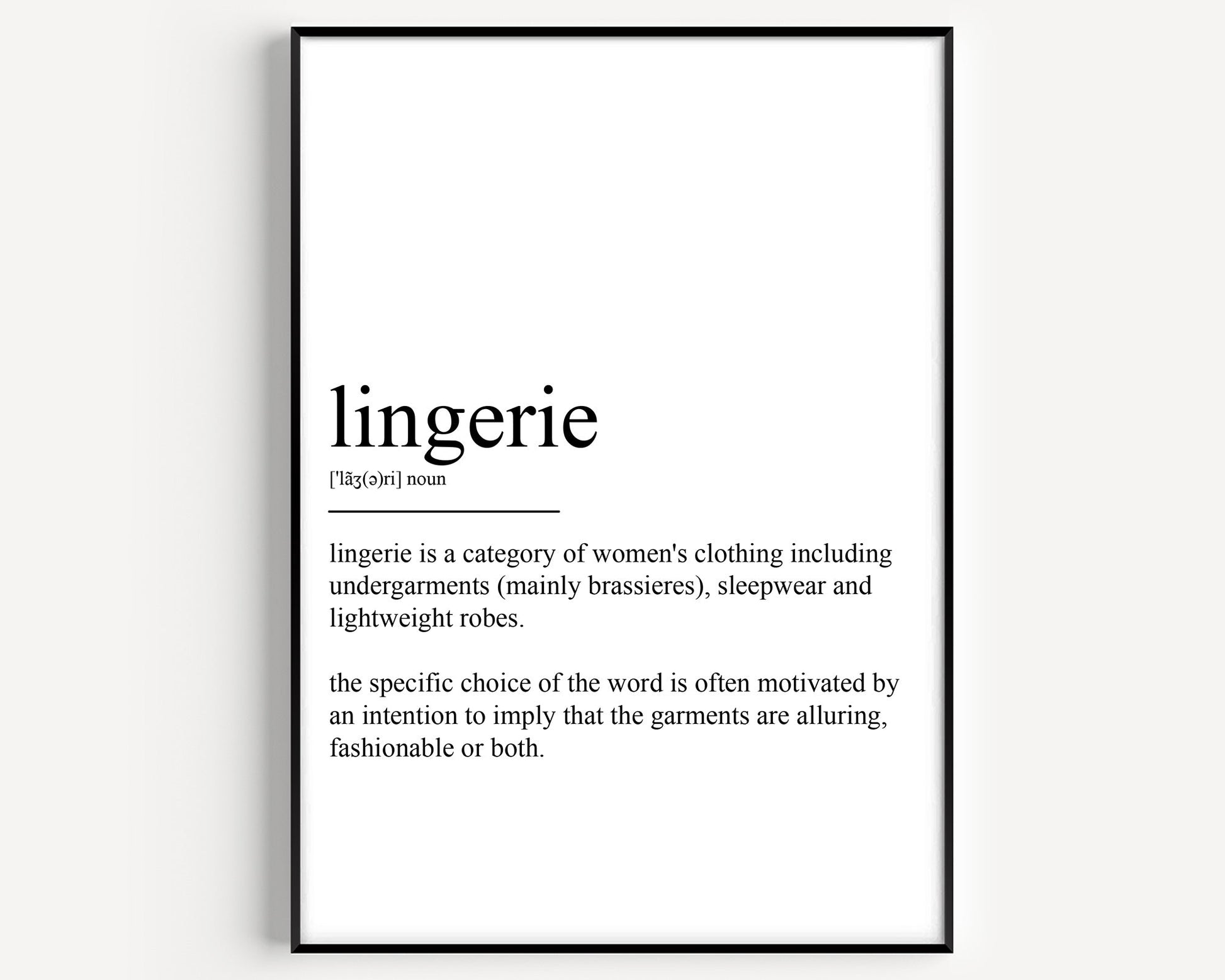 Lingerie Definition Print - Magic Posters