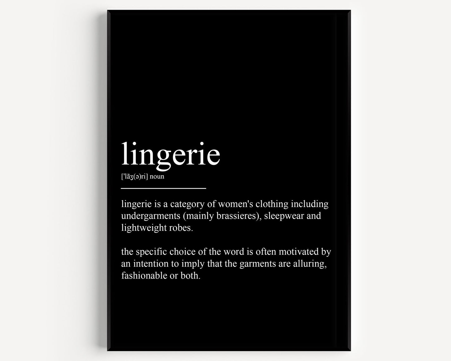 Lingerie Definition Print - Magic Posters