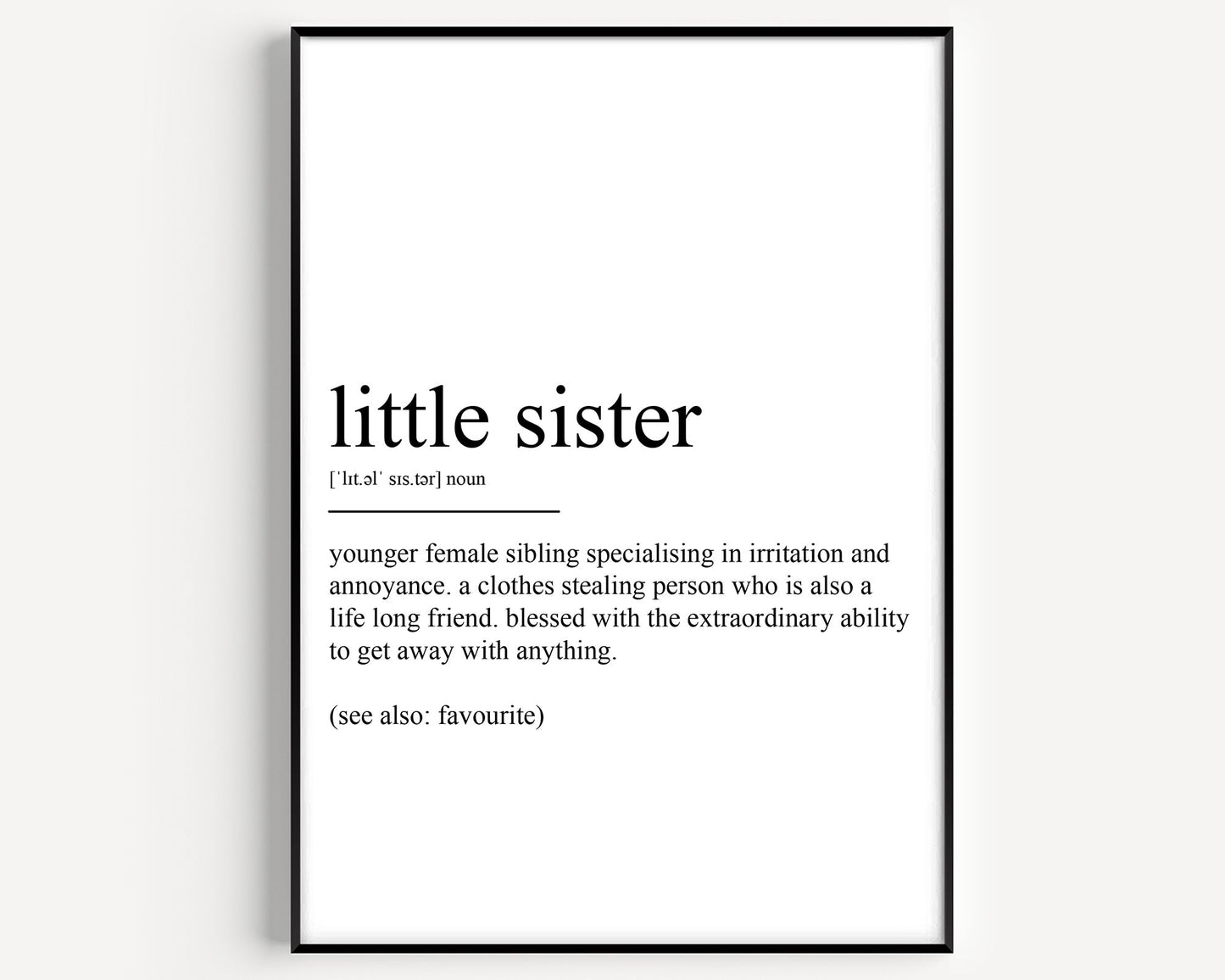 Little Sister Definition Print - Version 2 - Magic Posters