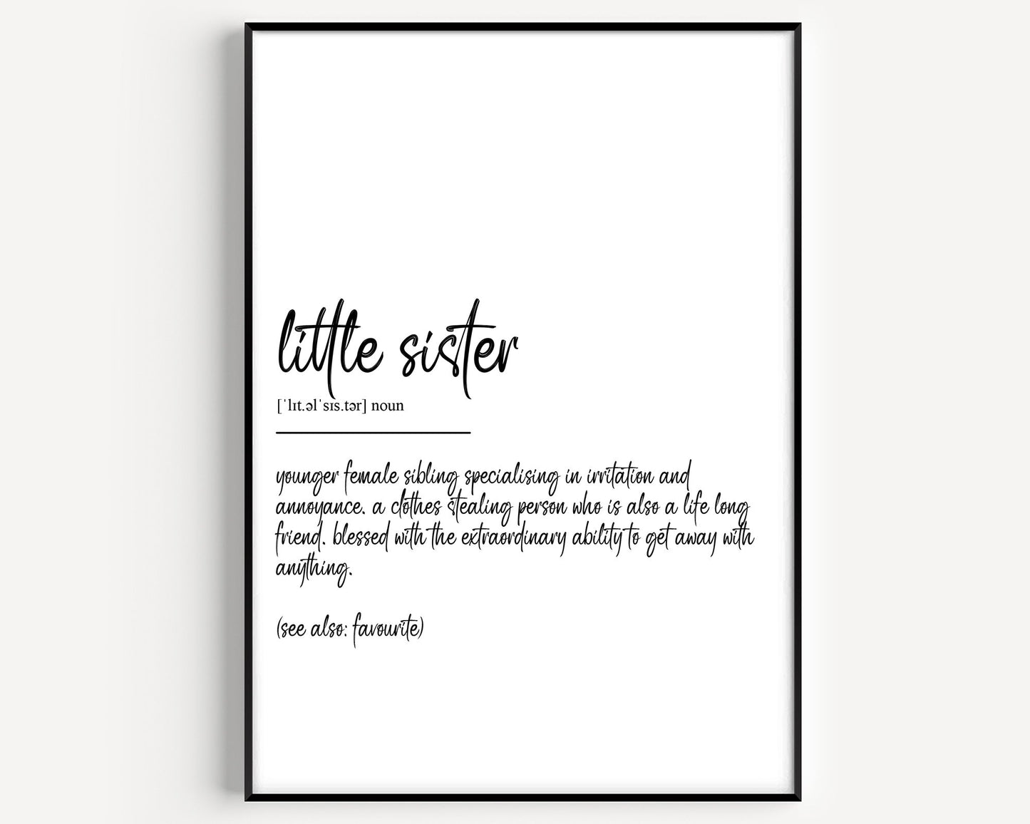 Little Sister Definition Print - Version 2 - Magic Posters