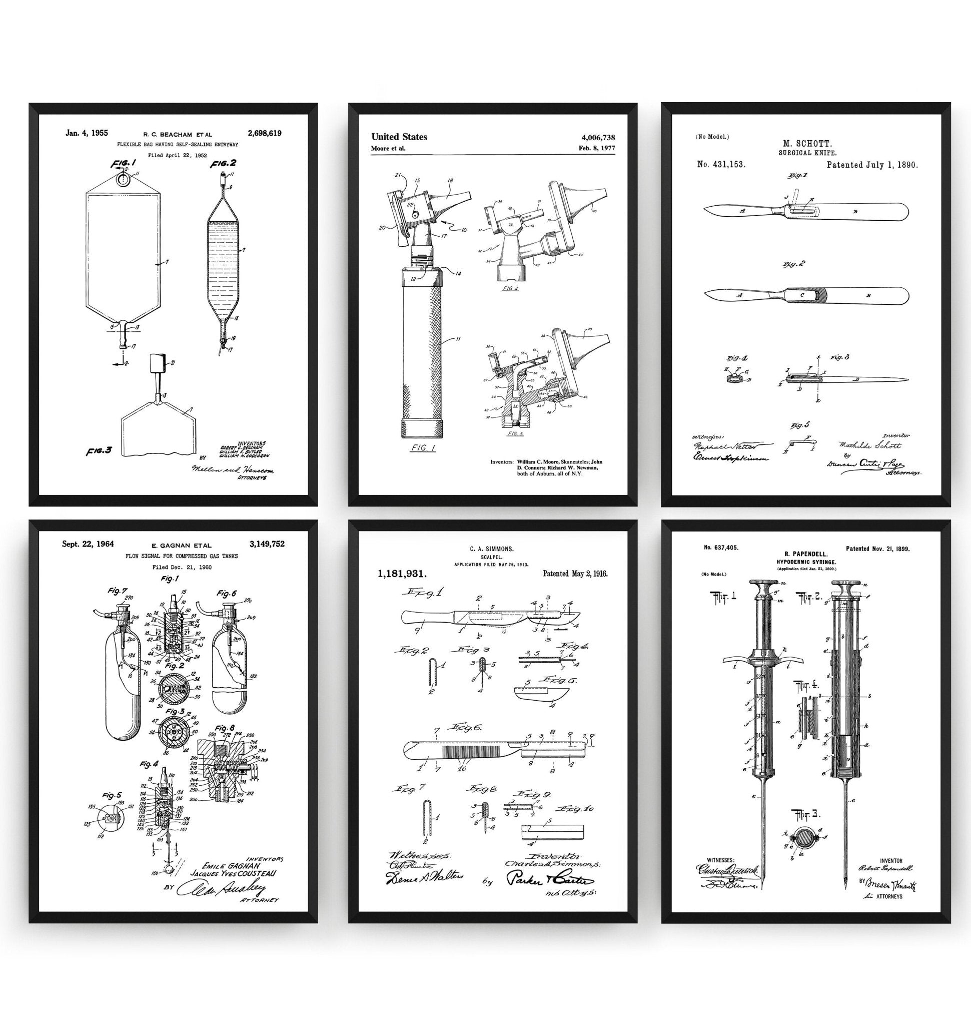 Medical Set Of 6 Patent Prints - Magic Posters