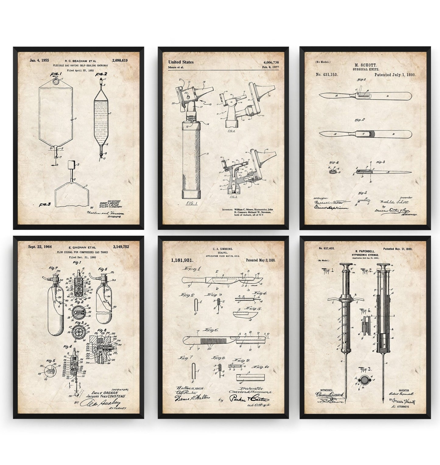 Medical Set Of 6 Patent Prints - Magic Posters