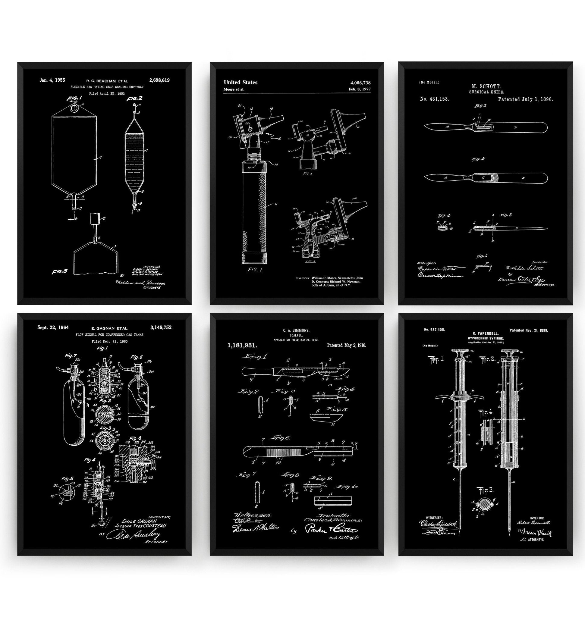 Medical Set Of 6 Patent Prints - Magic Posters