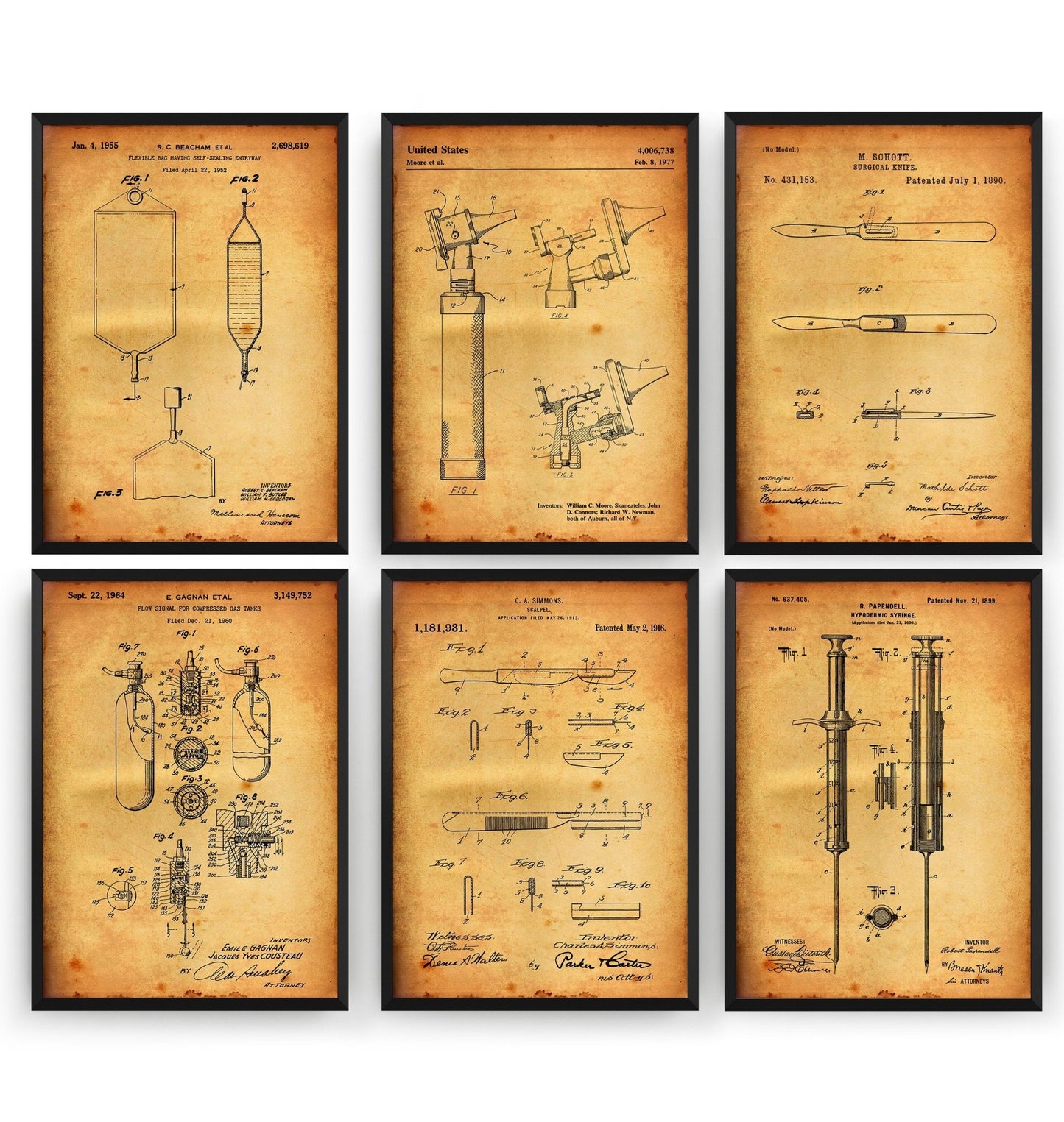 Medical Set Of 6 Patent Prints - Magic Posters