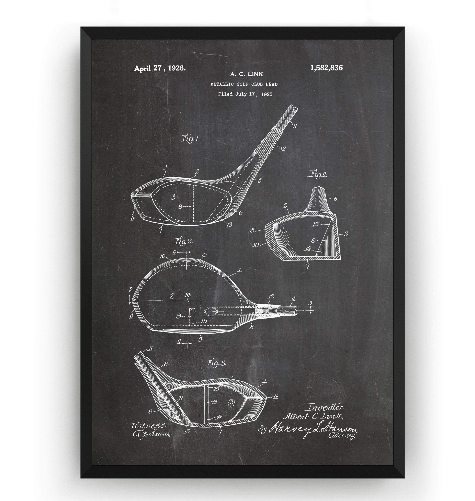 Metallic Golf Club Head Patent Print - Magic Posters