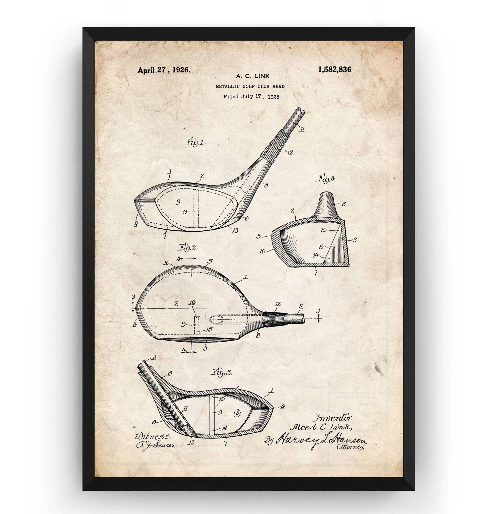 Metallic Golf Club Head Patent Print - Magic Posters