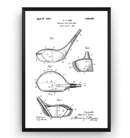 Metallic Golf Club Head Patent Print - Magic Posters