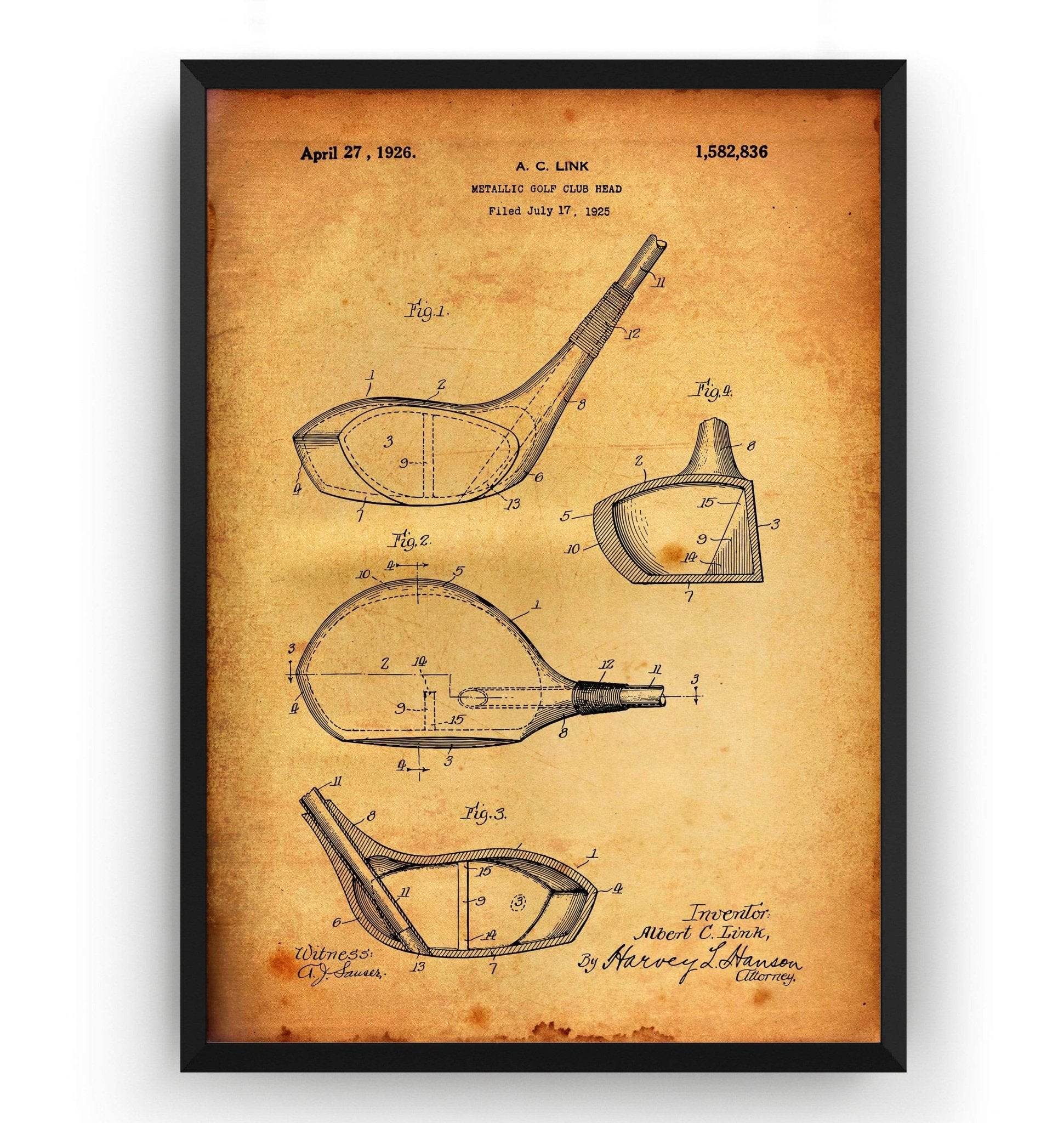 Metallic Golf Club Head Patent Print - Magic Posters