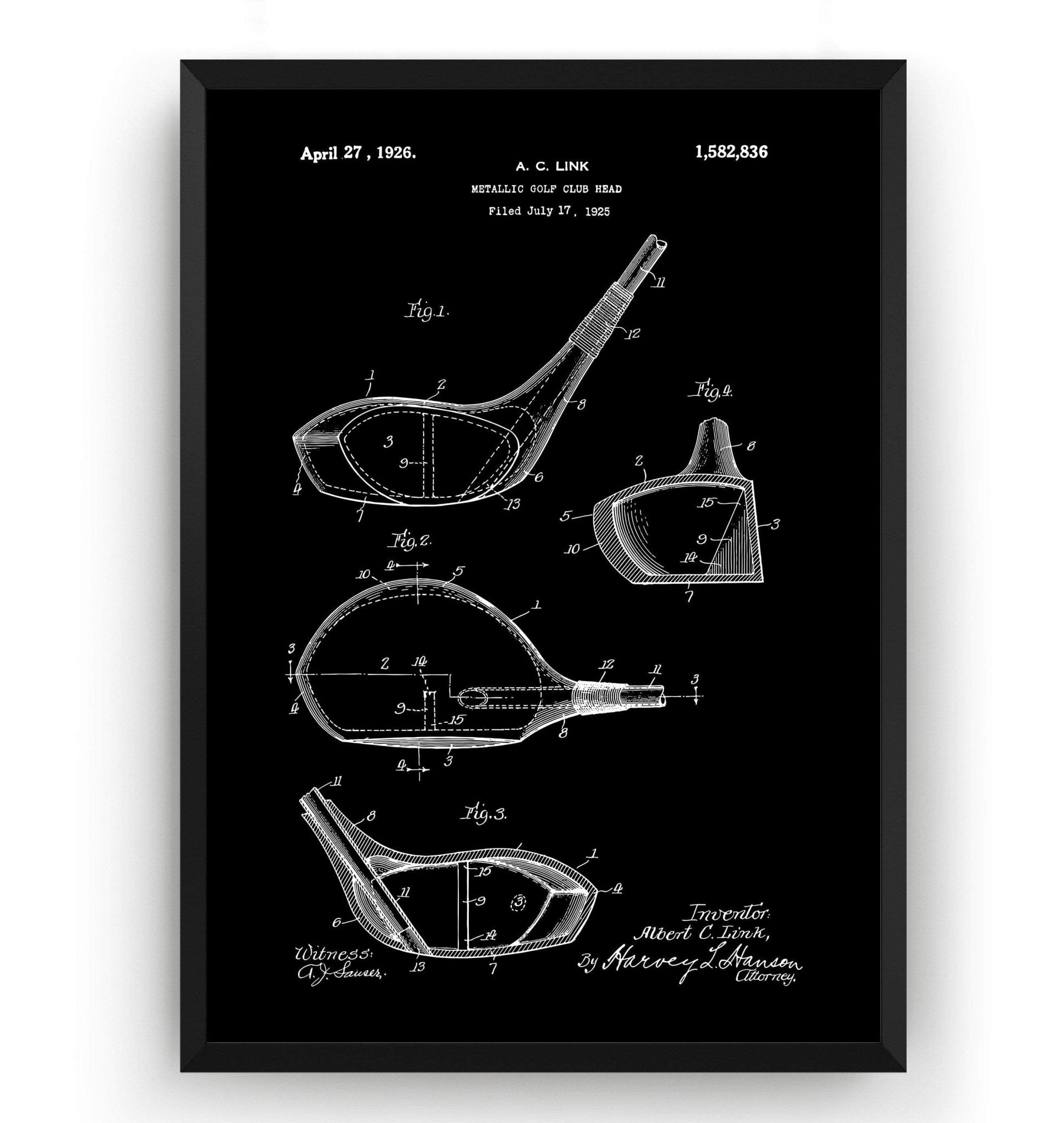 Metallic Golf Club Head Patent Print - Magic Posters