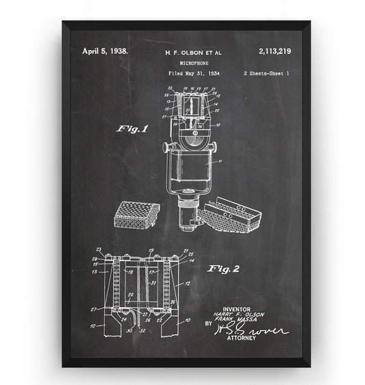 Microphone 1938 Patent Print - Magic Posters