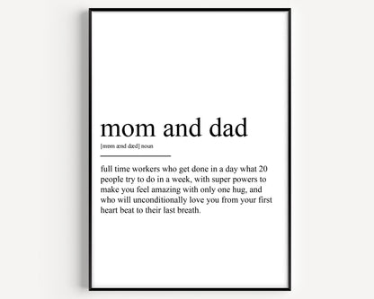 Mom And Dad Definition Print - Magic Posters