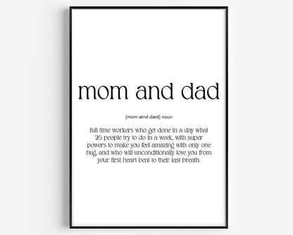 Mom And Dad Definition Print - Magic Posters