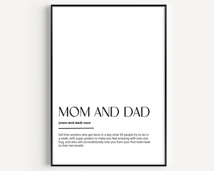 Mom And Dad Definition Print - Magic Posters