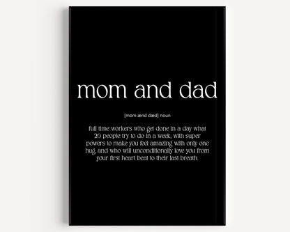 Mom And Dad Definition Print - Magic Posters