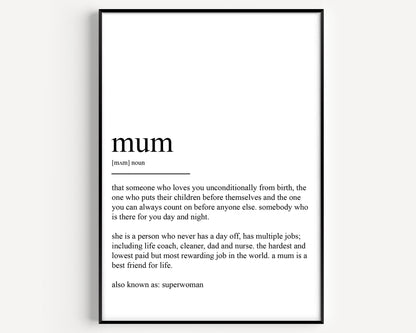 Mum Definition Print - Magic Posters