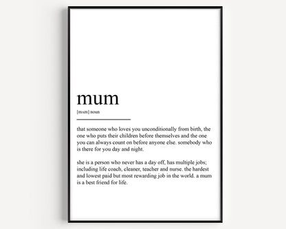 Mum Definition Print - Version 4 - Magic Posters