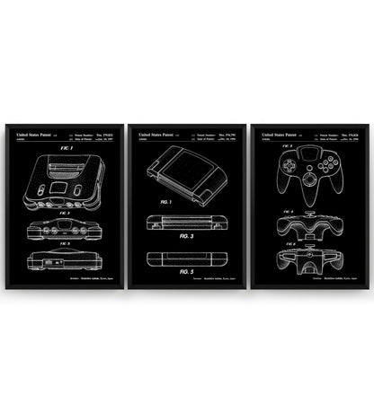 N64 Set Of 3 Patent Prints - Magic Posters