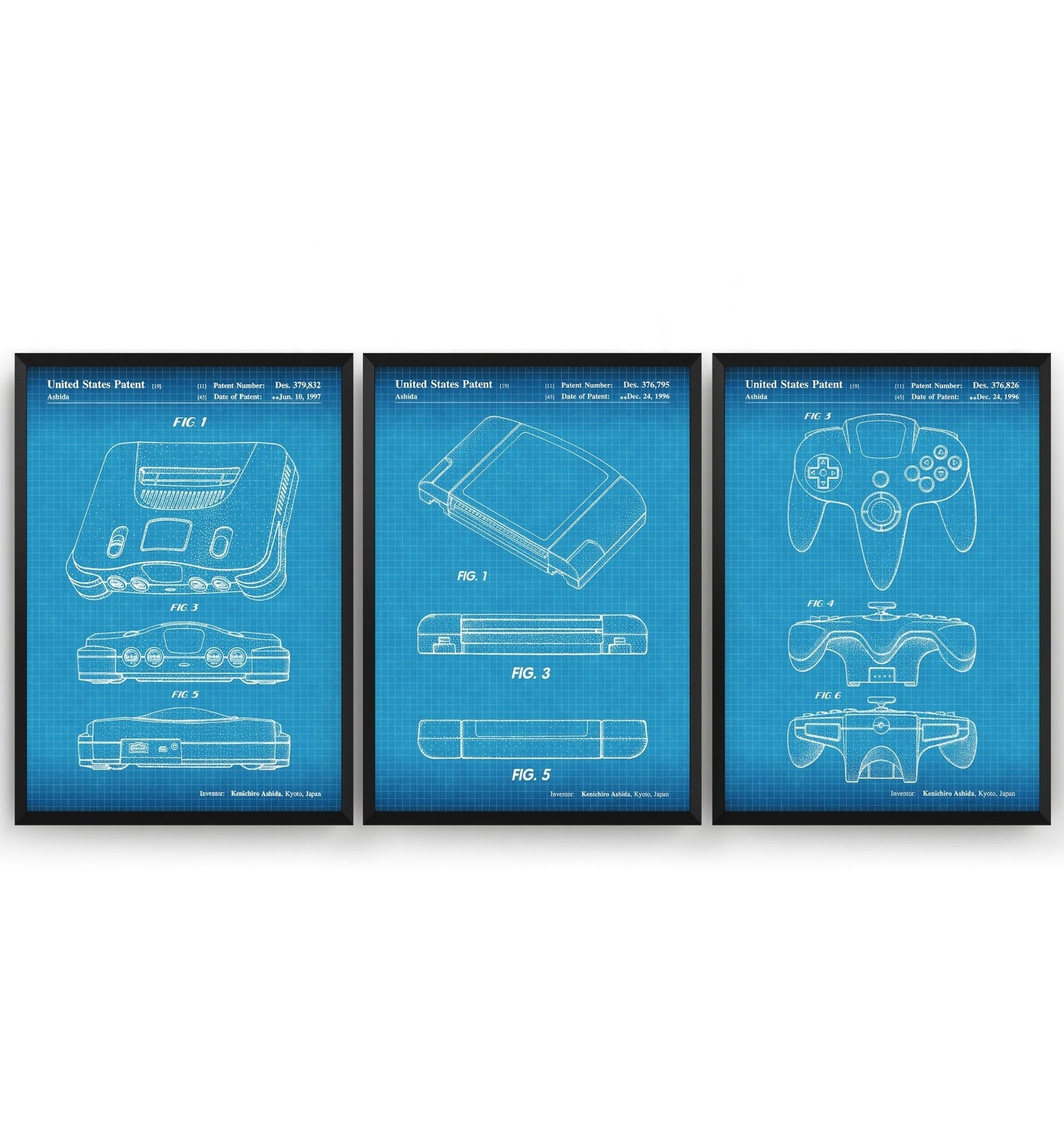 N64 Set Of 3 Patent Prints - Magic Posters