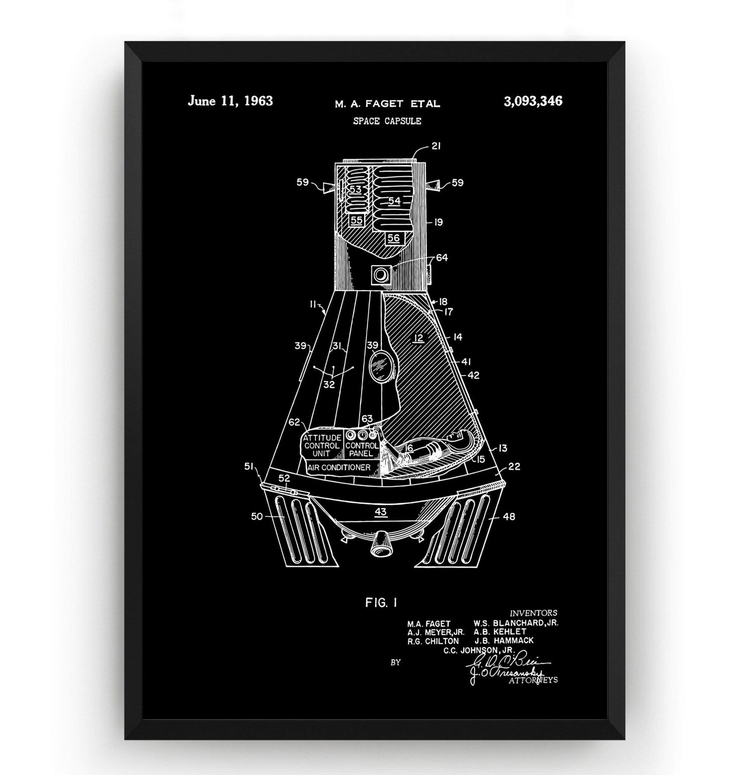 NASA Space Capsule Patent Print - Magic Posters