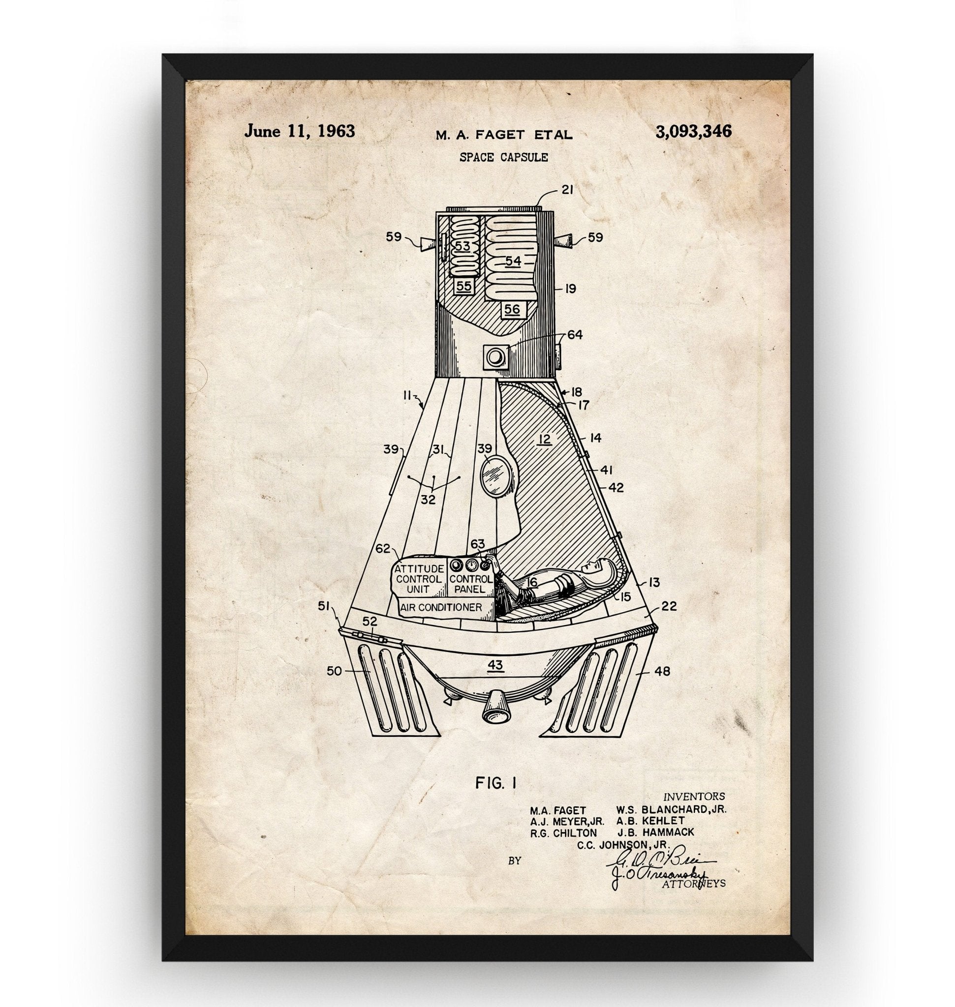 M A Faget Etal space capsule deals framed Art Piece